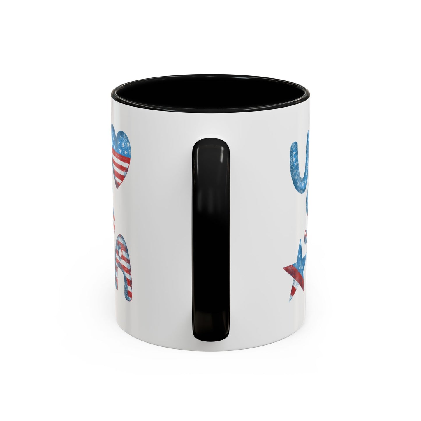Patriotic Coffee Mug with USA Heart Design, Gift for Veterans, 4th of July, Americana Kitchenware, Coffee Lover Gift, Red White Blue Mug