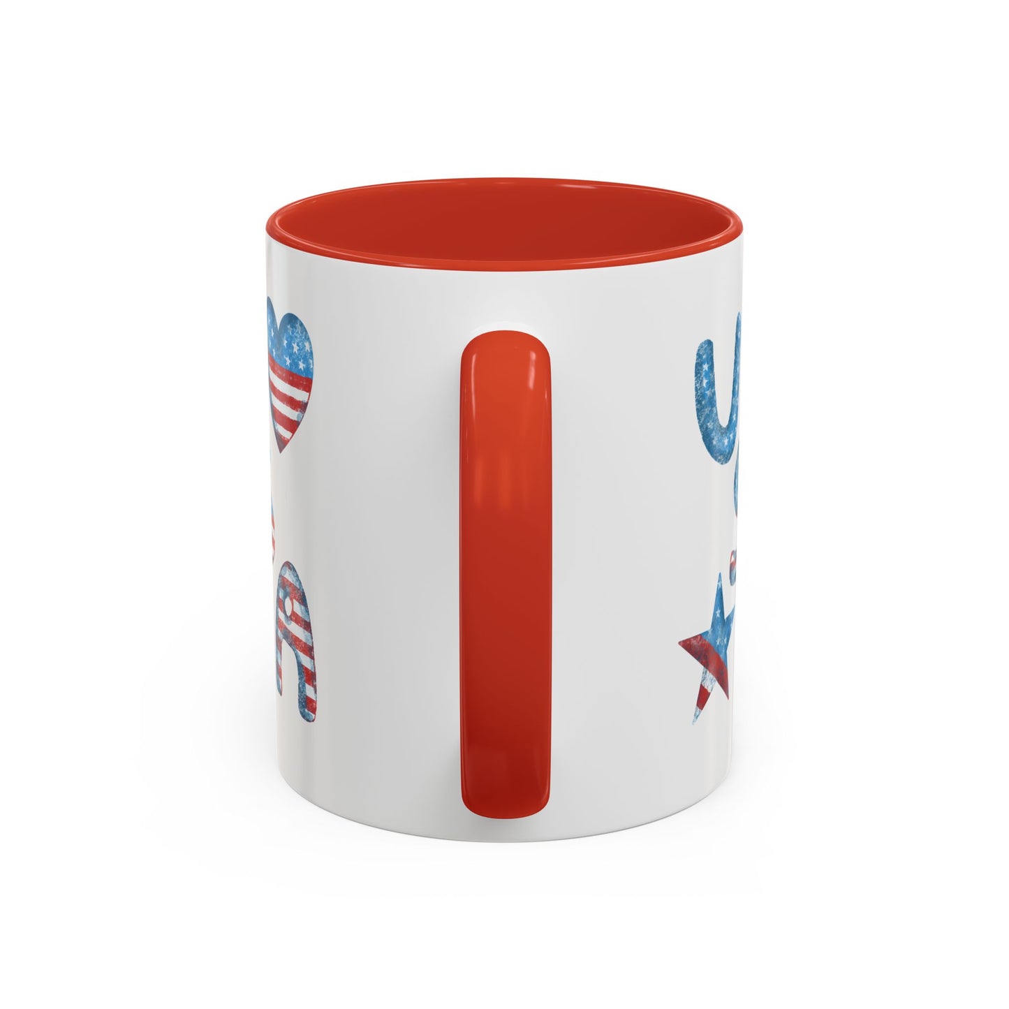 Patriotic Coffee Mug with USA Heart Design, Gift for Veterans, 4th of July, Americana Kitchenware, Coffee Lover Gift, Red White Blue Mug