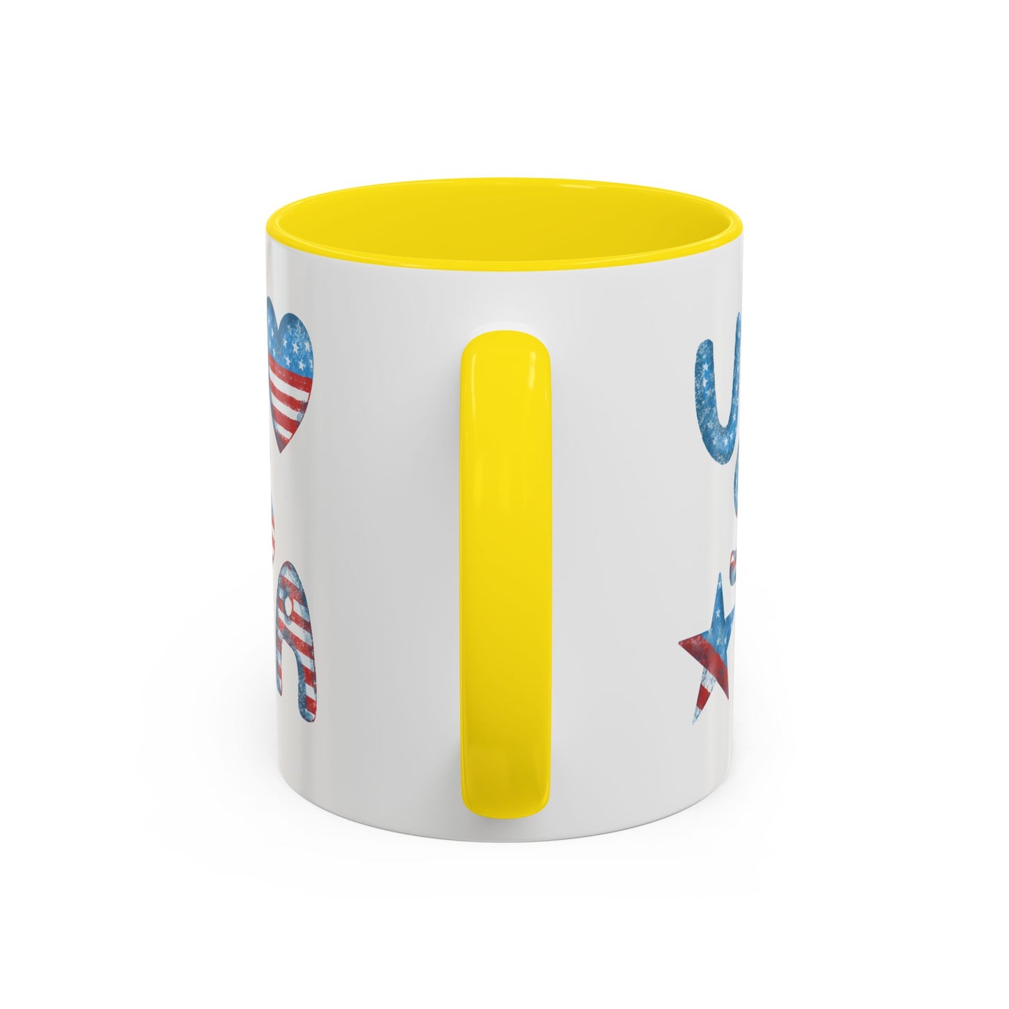 Patriotic Coffee Mug with USA Heart Design, Gift for Veterans, 4th of July, Americana Kitchenware, Coffee Lover Gift, Red White Blue Mug