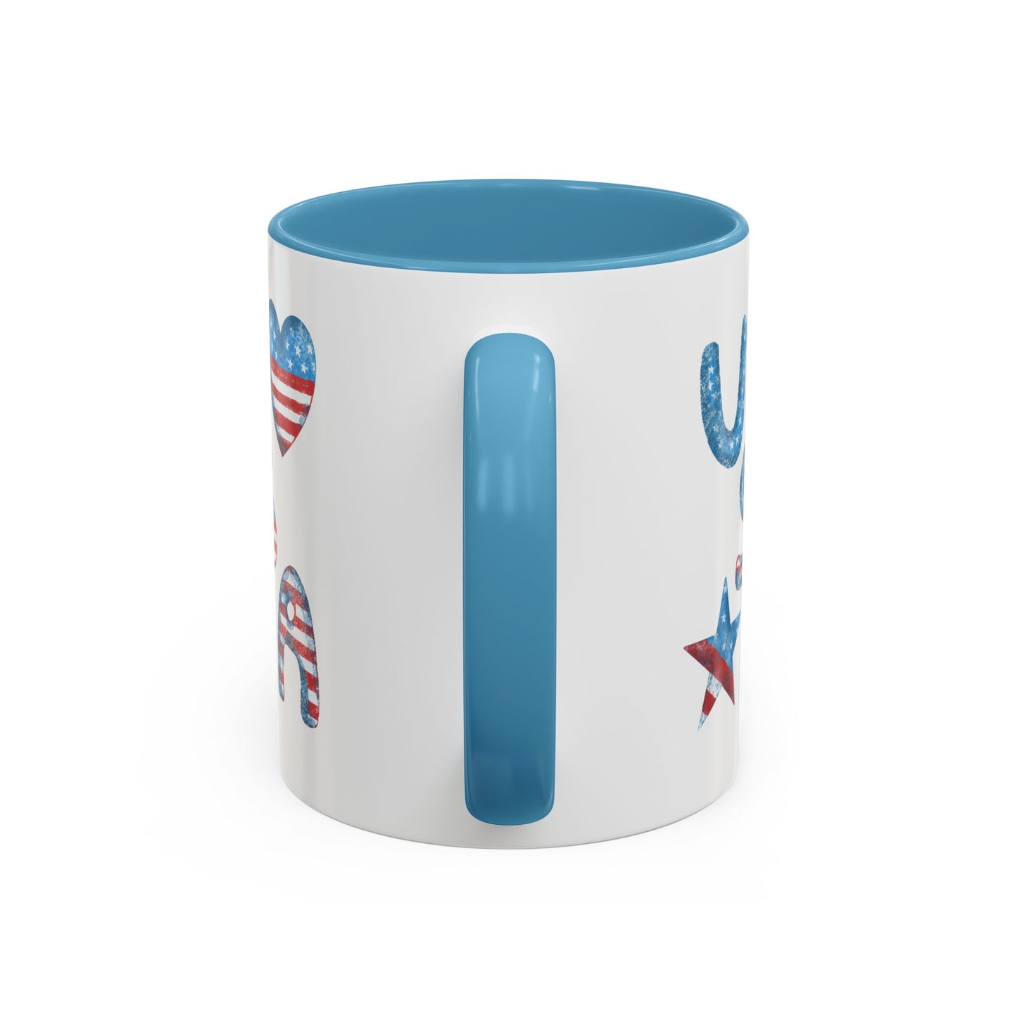 Patriotic Coffee Mug with USA Heart Design, Gift for Veterans, 4th of July, Americana Kitchenware, Coffee Lover Gift, Red White Blue Mug