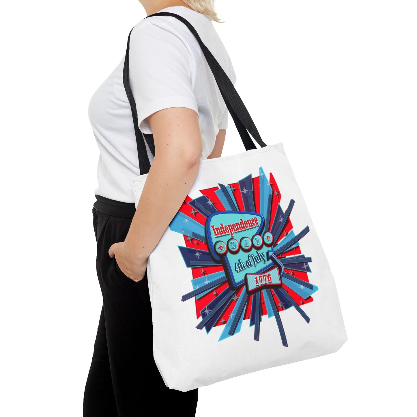 Independence Day Tote Bag, Patriotic Eco-Friendly Bag, 4th of July Shopper, USA Flag Design, Summer Picnic Essential