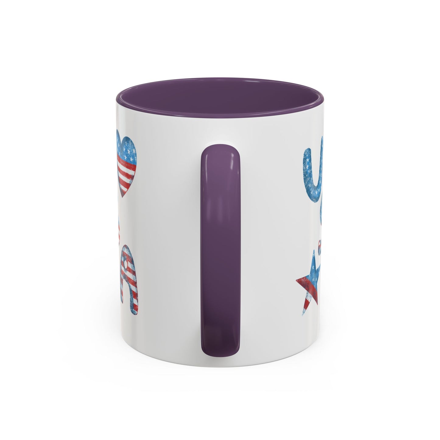 Patriotic Coffee Mug with USA Heart Design, Gift for Veterans, 4th of July, Americana Kitchenware, Coffee Lover Gift, Red White Blue Mug