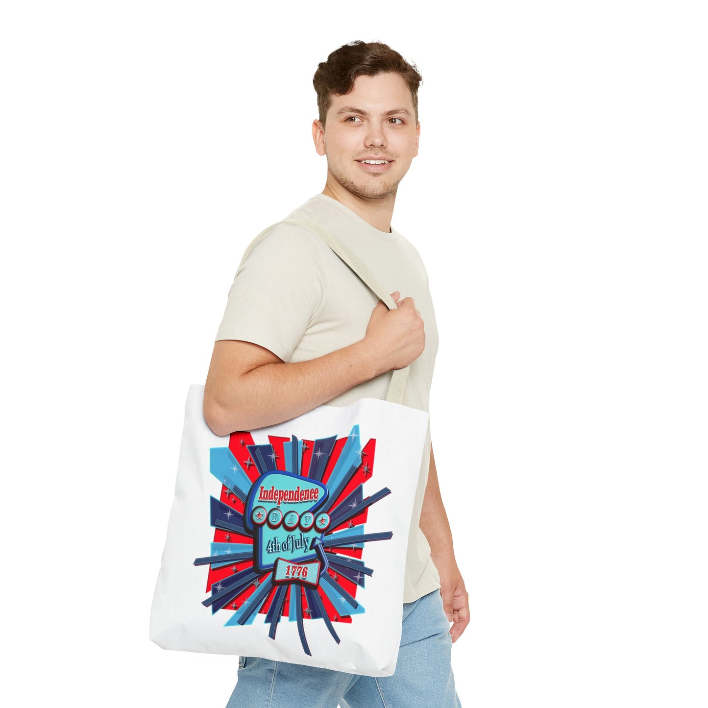 Independence Day Tote Bag, Patriotic Eco-Friendly Bag, 4th of July Shopper, USA Flag Design, Summer Picnic Essential
