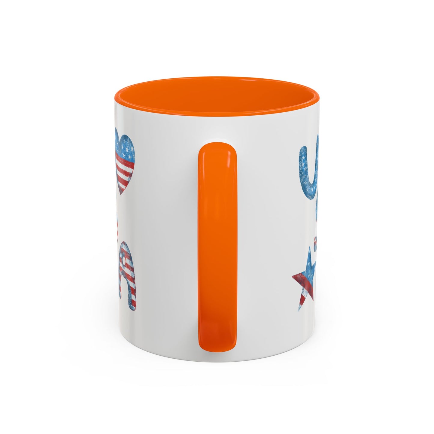 Patriotic Coffee Mug with USA Heart Design, Gift for Veterans, 4th of July, Americana Kitchenware, Coffee Lover Gift, Red White Blue Mug