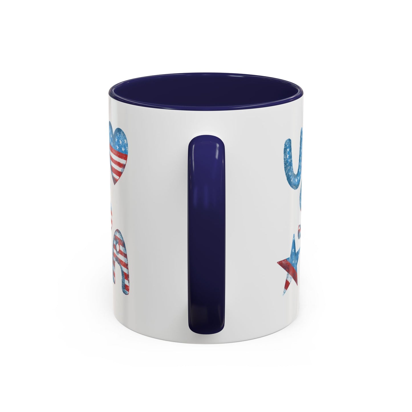 Patriotic Coffee Mug with USA Heart Design, Gift for Veterans, 4th of July, Americana Kitchenware, Coffee Lover Gift, Red White Blue Mug