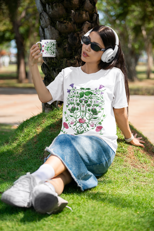 Floral  Unisex Heavy Cotton Tee, Nature Lover Shirt, Gift for Her, Gift for him,  Graphic Tee, Casual Wear, Eco-Friendly Fashion