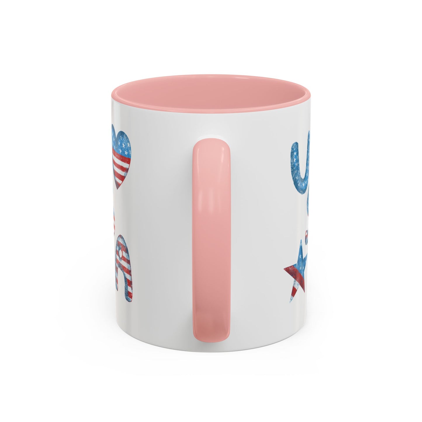 Patriotic Coffee Mug with USA Heart Design, Gift for Veterans, 4th of July, Americana Kitchenware, Coffee Lover Gift, Red White Blue Mug